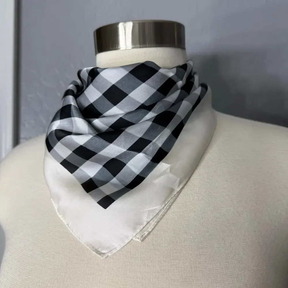 H by Halston Checkered Bandana, One Size, Black/White